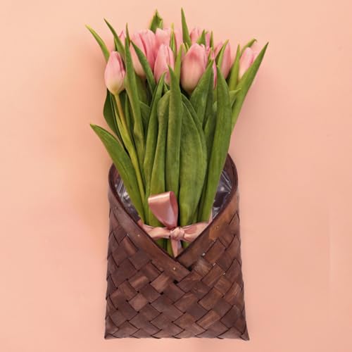 Rustic Style Woven Hanging Basket 12.20X6.49X2.55In Wall Hanging Wicker Basket for Flower Arrangement Kitchen Storage Organizer