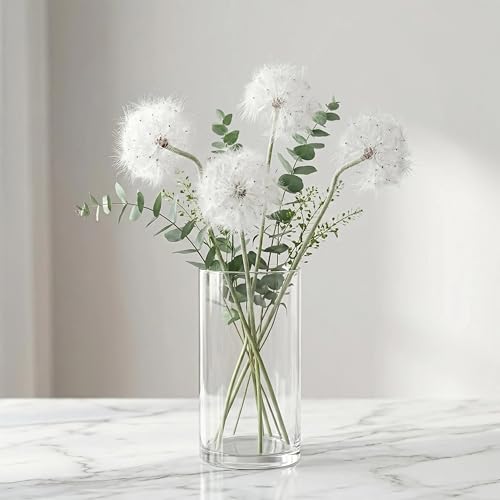 TOPIA Artificial Dandelion Flowers Lovely Faux Dandelion Flowers for Home Decoration (8 Pcs) (White) - color: White, size: 8