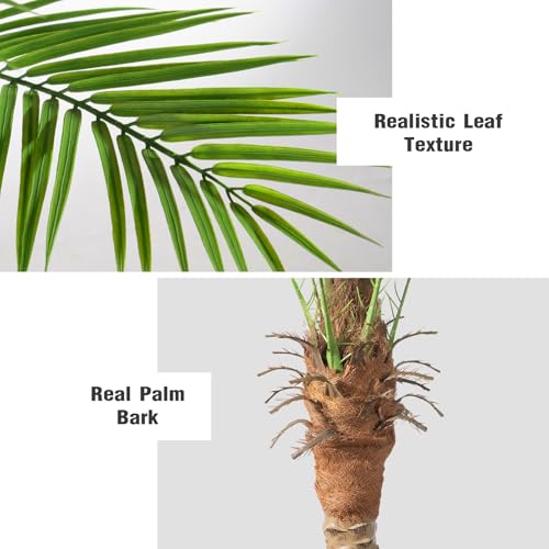Artificial Phoenix Palm Tree 8ft Tall Outdoor Indoor Decor Fake Plants with 18 Adjustable Leaves, Large Faux Sago Palm Tree for Home Office Living Room Yard Outside Patio Poolside (2, 8ft) - size: 8ft