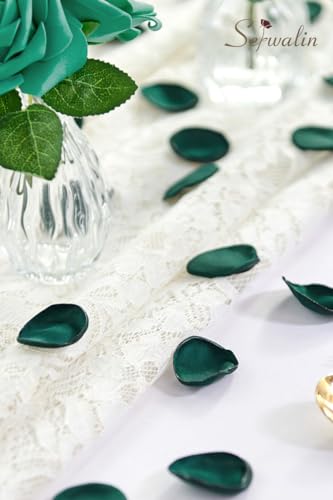 Serwalin 300Pcs Silk Rose Petals for Christmas Weddings Proposal Dark Green Flower Petals for Girl's Basket, Aisle, Table Decor - color: Dark Green, size: 300pcs