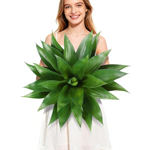 Wertuirk 28 Inch Artificial Agave Plant, Realistic Faux Succulents with Vibrant Color, UV Resistant & Low Maintenance Fake Plants for Indoor Outdoor, Home, Garden, Patio Decor (Green, Extra Large) - color: Green, size: X-Large