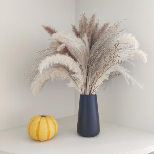 Matte Black Vase - Black Flower vase, 6" Small Simple Modern Ceramic Vases for Flower/Pampas Grass, Minimalist Farmhouse Boho Vase for Centerpieces, Home Decor, Bathroom Decor - color: Solid Black, size: Small