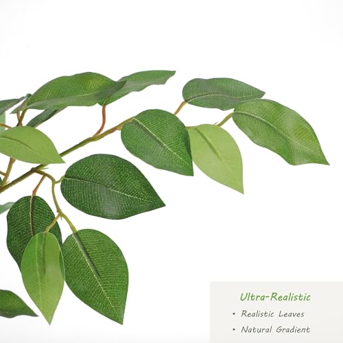 Nafresh Tall UV Resistant Ficus Tree Artificial，5ft(60in) Faux Ficus Tree with Realistic Smooth and Shiny Leaves， Fake Trees Indoor Outdoor for Home Office Living Room Bedroom Foyer Porch Decor. - size: 5ft
