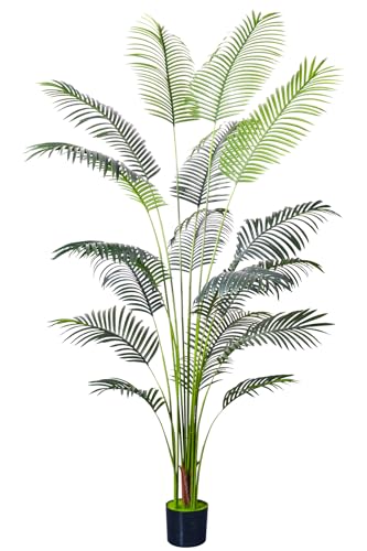 Artificial Golden Cane Palm Tree 7Feet Faux Plant for Home Decor Indoor Outdoor Faux Areca Palm Tree in Pot for Home Office Perfect Housewarming Gift with Adjustable Trunk - size: 3ft 1in