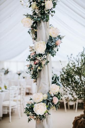 16pcs Peony Artificial Flowers Fake Peonies Bulks Cream White Silk Peonies Flowers Faux Peony Flowers Heads with Stems for Home Wedding Party Festival Baby Shower Decorations (Cream White) - color: Cream White