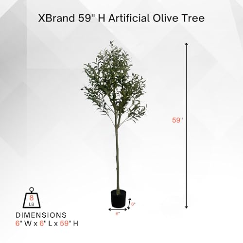 XBrand 59.1-Inches Artificial Olive Tree in Pot for Indoor Outdoor Home Office Store, Great Housewarming Gift - color: Olive Tree, size: 4ft 11in