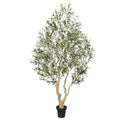 FEELEAD Faux Olive Tree 8ft, Tall Olive Trees Artificial Indoor with Natural Looking Trunk and Lifelike Fruits, Large Fake Olive Tree for Modern Home Office Decor - size: 8ft