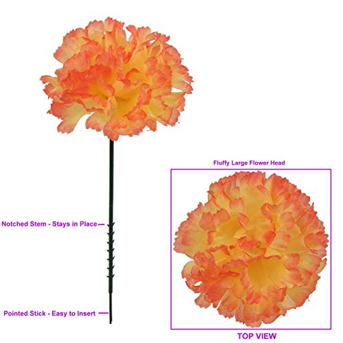Larksilk 500 Pack Artificial Carnations - Bulk Silk Flowers for Weddings, Mother's Day, Graduations, Easter & Memorial Day - 3.5" Heads, 5" Stems, Real Touch Petals, 18 Colors Available - Orange - color: Orange, size: 500
