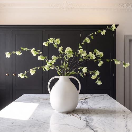 4 Pcs Artificial Plants Flowers 43" Faux Greenery Long Stem Branches for Vase Realistic Silk Fake Snowball Viburnum Artificial Hydrangea Flowers for Tall Vase Home Table Decor(Green) - color: Green