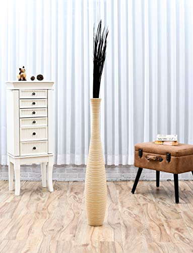 Leewadee Tall Vase Filler, Natural Grass Stems – 2 Bunches of Colored Branches for Vases, Carefully Dried Twigs for Home and Bar Decoration, 45 inches, Black Brown - color: Black Brown, style: Dried Grass