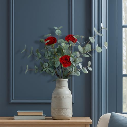 6pcs Real Touch Artificial Faux Eucalyptus Stems Dual-Sided Lifelike Leaves Fake Eucalyptus Greenery Plants for Wedding Flower Arrangement Centerpiece Bouquet Home Office Decor(Gray Green) - color: Gray Green