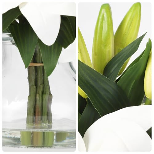 GarveeHome Artificial Lily Flower, Faux Lily Flowers Stems for Vase, Silk Fake Flowers for Home Table Office Wedding Party Decor (White) - color: Tiger Lily ,White