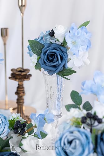 Dusty Blue Wedding Centerpieces Flowers Set of 6 Mini Bridesmaid Bouquets Posy Bouquet Pre-Made Wedding Flowers Centerpieces for Table Artificial Flowers - color: Dusty Blue