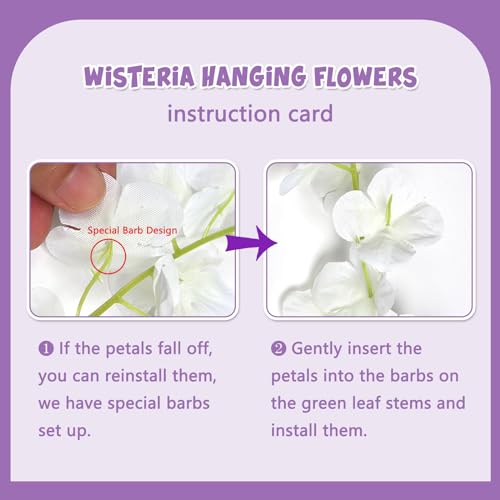 5 Pack Purple Wisteria Hanging Flowers Garland, 3.77 Feet Artificial Flower Vines, Fake Wisteria, Artificial Vines Hanging Garland for Backdrop Outdoor Yard Garden Decor - color: Purple, size: 5 PCS