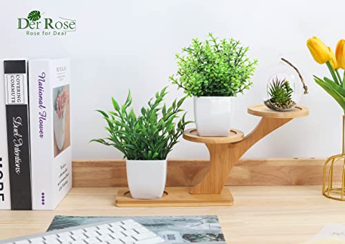 Der Rose 2 Pack Fake Plants Mini Artificial Greenery Potted Plants for Home Decor Indoor Office Table Room Farmhouse - color: Green
