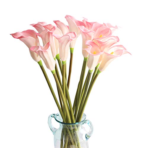 10pcs Calla Lilies Artificial Flower,26'' Long Stem Artificial Calla Lily Flowers,Realistic Arum Lilies for Wedding Bridal Bouquet Home Decor Centerpiece,Pink - color: Pink