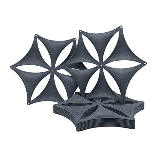 Felt Fiber Surface High Density Polyester Fiber Board 3D Flower Venus 14"x12" Hanging Room Divider Panel Cut Room Partition Home Decoratio(12 Pcs) (Dark Grey) - color: Dark Grey