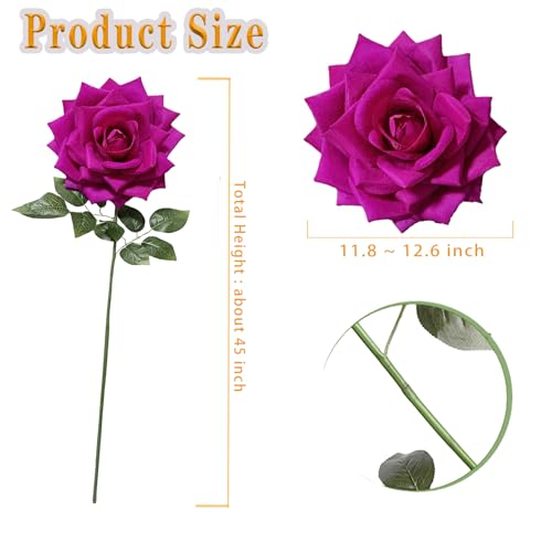 1 PCS 42-inch Giant Rose Large Decorative Flower, Wedding Window Display Background Decoration Rose, Valentine's Day (Fuchsia) - color: 07 Rose