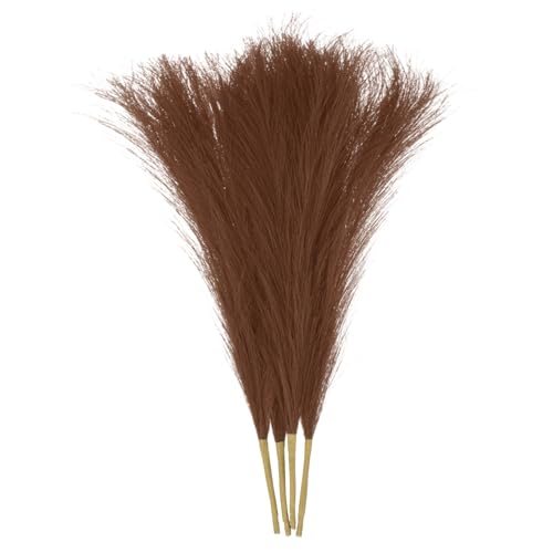 uxcell 4pcs Faux Pampas Grass 17 Inch 6 Stem Artificial Fake Dried Pampas Grass Decor for Floor Vase Filler, Wedding Decoration, Home Decoration, Brown - color: Brown