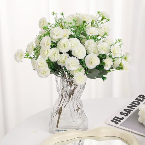 5 Forks 20 Artificial Flower Small Lilac Bouquet Fake Flowers,White - color: White