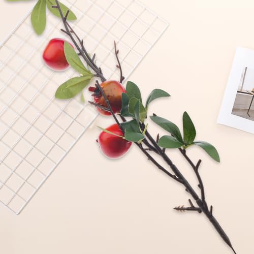 Woration 5PCS Fake Pomegranate Branches Artificial Fruit Branches Set Simulation DIY Decoration Lifelike Props Vase Home Party 19.3inch - color: 19.3 Inch Fake Pomegranate Branches