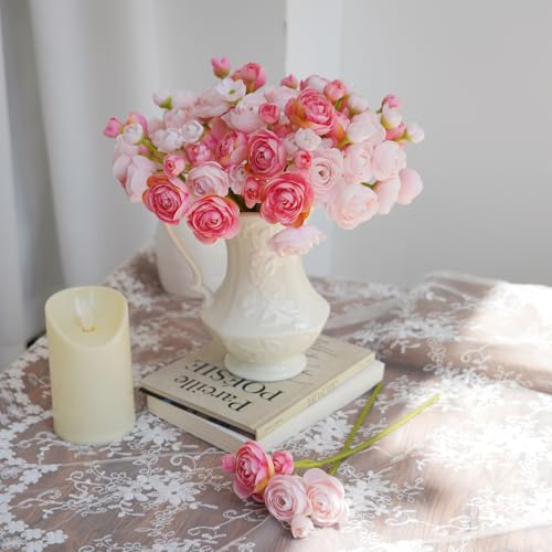 18 Pcs Ranunculus Artificial Flowers Peach Faux Ranunculus Flowers Mini Real Touch Pink Ranunculus Flowers for Wedding DIY Bouquets Home Decor Arrangements - color: Mixed Blush