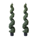 ALL SEASON GREEN 5' Artificial Cypress Spiral Boxwood Topiaries Tree in Plastic Pot Outdoor and Indoor Home Decor (2 Pack) - size: 5 ft