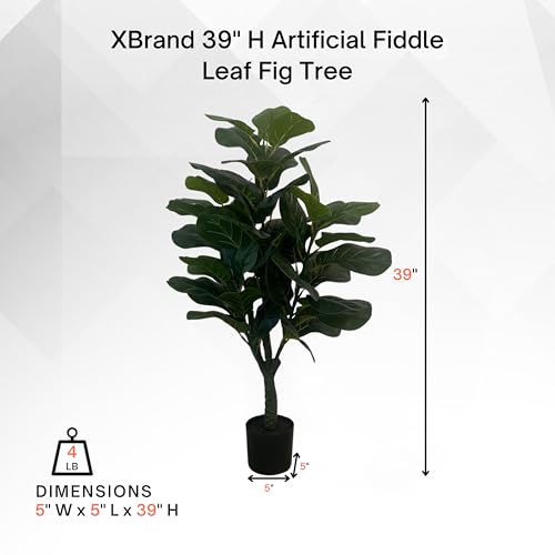 XBrand 39.4-Inches Artificial Fiddle Leaf Fig Tree in Pot for Indoor Outdoor Home Office Store, Great Housewarming Gift - color: Fiddle Leaf Fig Tree, size: 3ft 3in