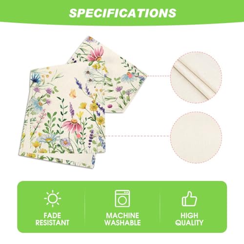 Artoid Mode Daisy Eucalyptus Lavender Floral Leaves Summer Table Runner, Spring Kitchen Dining Table Decoration for Home Party Decor 13x90 Inch - color: Beige, size: 13" x 90", Table Runner
