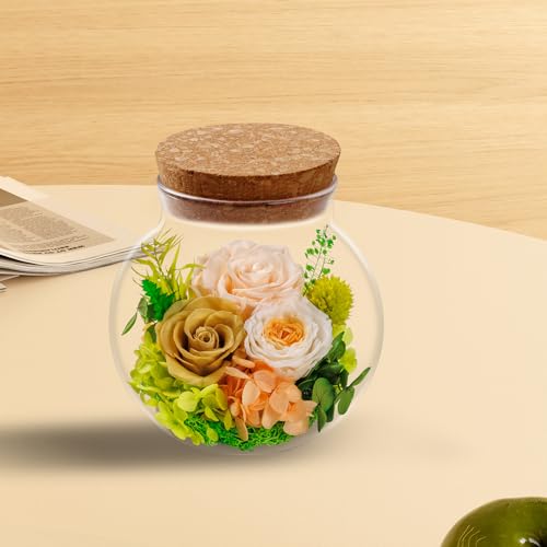 NATROSES Christmas Birthday Gifts for Women - Handmade Preserved Flowers Wish Bottle for Valentine's Day, Mother's Day, Anniversary, Home Decor (Champagne) - color: Champagne