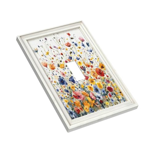 Decorative Art Light Switch Covers Watercolor Wildflower Bouquet Single Toggle Wall Plate Decorative Switchcover Electrical Switchplate for Home Decor - color: Watercolor Wildflower Bouquet, size: 1-Gang Toggle / 5 x 3 IN
