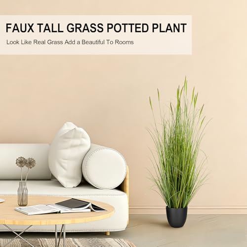 2 Pack Artificial Horsetail Grass 4ft/47.2in Potted Faux Plant for Modern Room Decor Large Tall Grass Plant Greenery for Indoor Outdoor - color: 2pac Green4