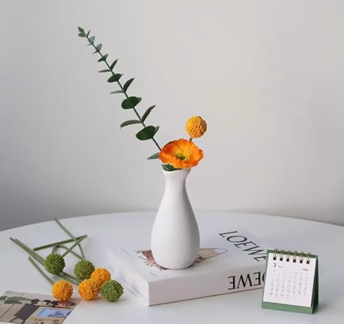 Small Ceramic Bud Vase Flower Single Stem Vase Mini Decorative Floral Holder for Home Decor Centerpiece Wedding Party Table (White) - color: White