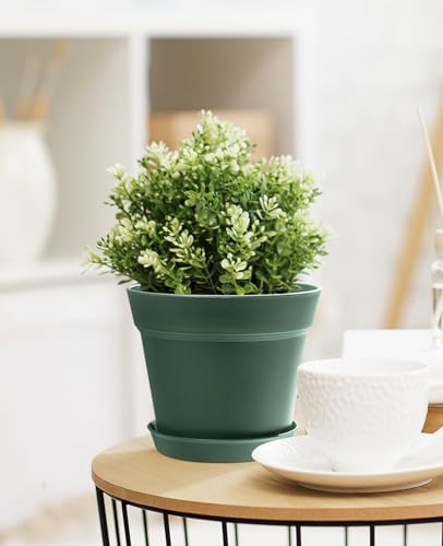 homenote Plant Pots,15 Pack 6 inch Flower Pots with Multiple Drainage Holes and Saucers,Plastic Planters for All Home Garden Flowers Succulents(Green) - color: Green-15 Pcs, size: 6 Inch