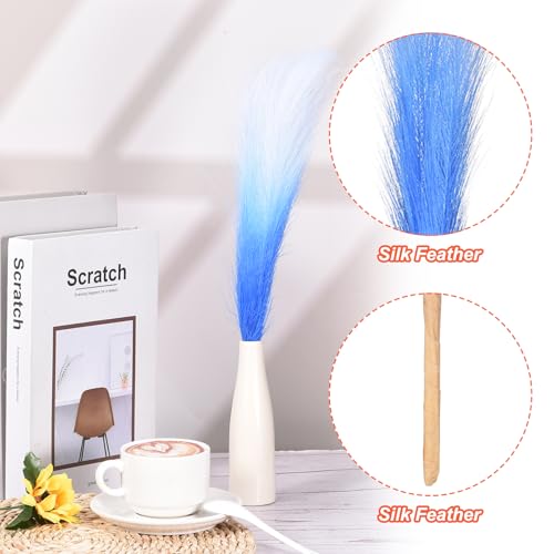PATIKIL 17 Inch Faux Pampas Grass, 6 Pcs Boho Decor for Home Decoration Artificial Tall Fluffy Stems for Wedding Flower Party Vase Arrangement Centerpieces, Gradient Peacock Blue - color: Peacock Blue