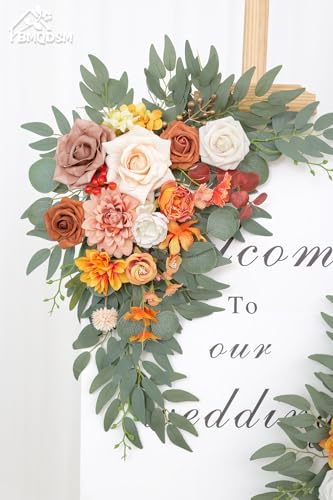 Faux Flowers Wedding Arch Flowers Kit(Pack of 2) for Wedding Decor Ceremony Reception Backdrop Thanksgiving Halloween Party Decoration (Orange) - color: Orange