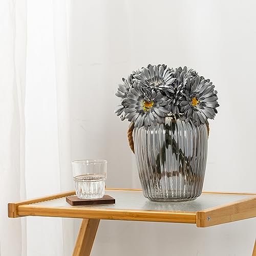 TOPIA Artificial African Daisies Flowers African Daisy Silk Flowers Artificial Gerbera Daisies Pack of 10 (Grey) - color: Grey, size: 10pcs