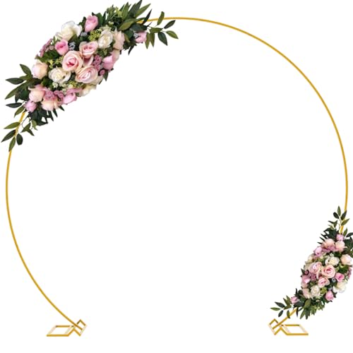 Wokceer 9.2 FT Large Circle Balloon Arch Stand Gold Metal Round Arch Backdrop Stand for Wedding Ceremony Birthday Party Bridal Shower Anniversary Background Decoration - color: Gold, size: 9.2 FT