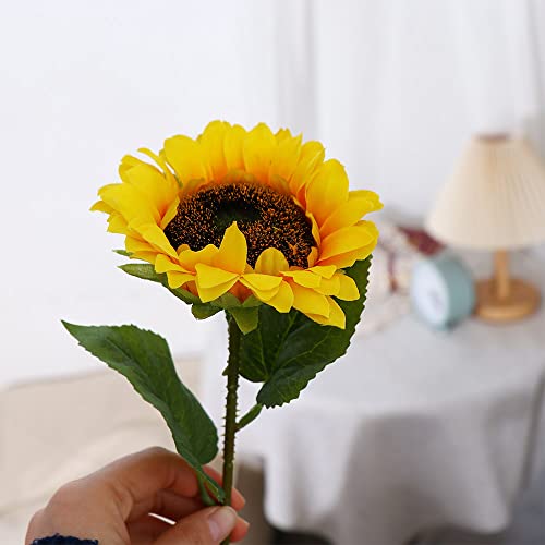 Realistic Silk Sunflower Bouquet Artificial Sunflowers, Silk Flowers Sunflowers Bouquet for Home Office Parties and Wedding Decoration