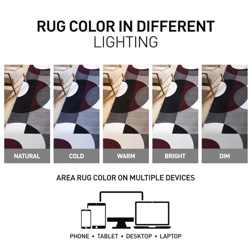 Rugshop Modern Circles Carpet Easy Maintenance for Home Office,Living Room,Bedroom,Kitchen Soft Round Rug 6' 6" (6' 6" Diameter) Burgundy - size: 6'6" (Round)