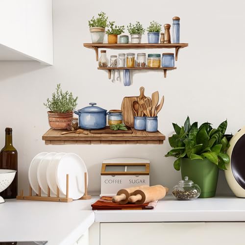 Kitchen Wall Stickers Peel and Stick Dining Room Wall Decals Removable Vinyl Waterproof Kitchen Utensils Wall Decor for Home Office School Kitchen Dining Room Coffee Shop - style: Kitchen Utensils
