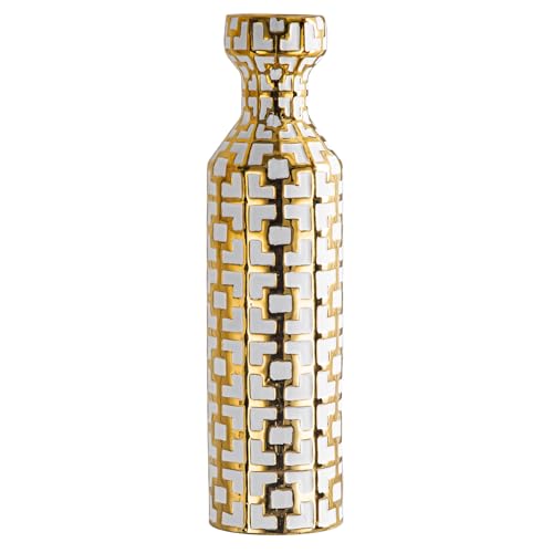 White with Golden Vase for Modern Home Decoration, 24.4 inch Tall Floor Vases for Home Decor, Ceramic vases for décor, Suitable for Living Room Decor, Bathroom Decor and Office Décor - color: White With Gold
