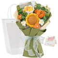 Alecono Crochet Flower Bouquet, Knitted Sunflower Flowers, Green Handmade Bouquet of Flowers for Lover Anniversary Birthday Party Mother's Day Graduation Gifts (Include Card) - color: Green