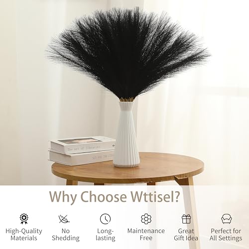 30pcs 22" Black Pampas Grass Decor - Faux Pampas Grass Artificial Pampas Grass Bouquet Flower Arrangement and Vase Filler for Boho Home Wedding Mothers Day Decoration - color: Black, size: 30pcs
