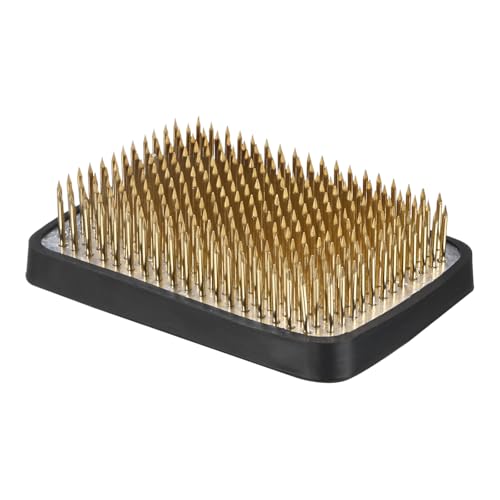 M METERXITY Flower Frog 3.27" x 2.28" Rectangle Copper Floral Arranger Pins Ikebana Holder W Rubber Base for Flower Arrangements/Craft Plant/Home Decor, Floral Kenzan Fixed Tool [1.1cm Pins] - size: 3.27" x 2.28"