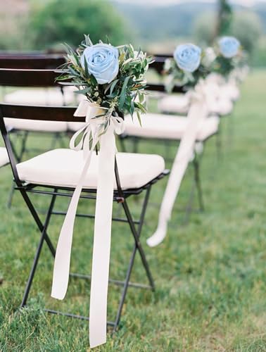 Artificial Roses,16PCS Light Blue Flowers 2.76" Austin Silk Roses Artificial Flowers Bulk for Wedding Bouquets Party Home Decor(Light Blue) - color: Light Blue