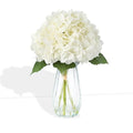 5-Piece Artificial Hydrangea Arrangement in Glass Vase - Fade-Resistant Silk Flowers with Faux Water for Table Centerpieces - color: Multi-hydrangea Stem in Vase, size: White