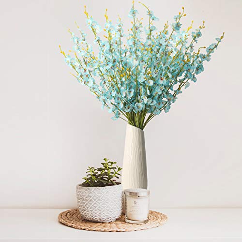 BOMAROLAN Artificial Orchid Silk Fake Flowers Faux Dancing Lady Orchids Stems Flower 10 Pcs Real Touch for Wedding Home Office Party Hotel Yard Decoration Restaurant Patio Festive Furnishing(Blue) - color: Blue
