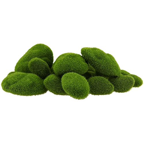 JEUIHAU 60 PCS 6 Sizes Artificial Moss Rocks, Decorative Moss Stones, Green Moss Covered Stones Fake Moss Covered Rocks for Floral Arrangements, Gardening, Craft