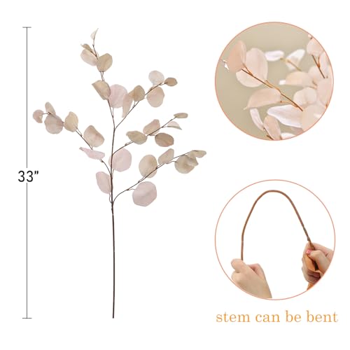 3 PCS Artificial Eucalyptus Stems Long 33" Fake Eucalyptus Leaves Branches for Vase Home Wedding Party Decorations, Light Purple - color: Light Purple*3